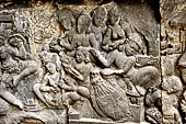 Prambanan - Bharata's coronation relief panel, Shiva Temple. 